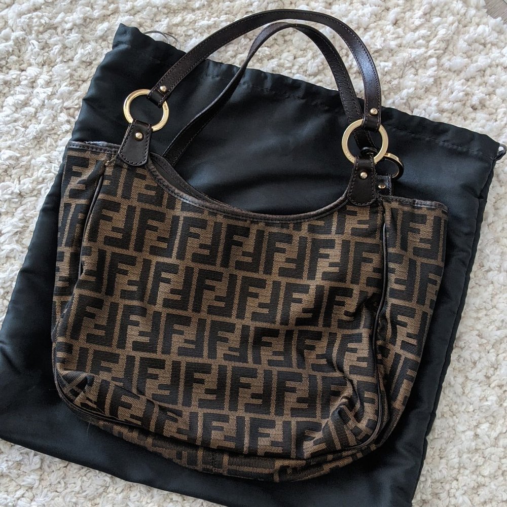 Authentic Fendi Zucca Canvas Chef Shoulder Bag